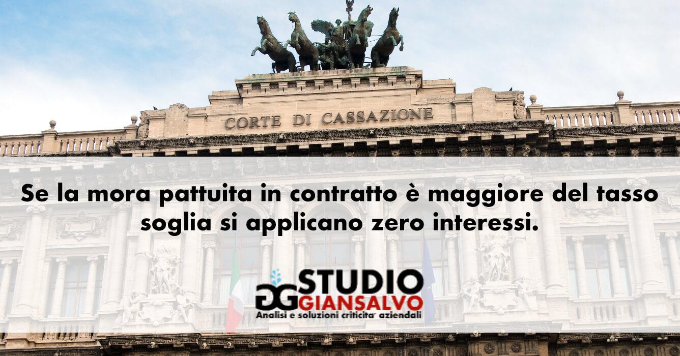 Ordinanza di Cassazione n. 23192 del 2017: se la mora pattuita in contratto è maggiore del tasso soglia si applicano zero interessi